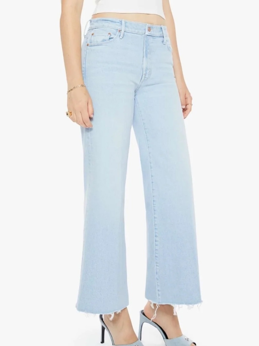 MOTHER The twister ankle fray Jeans Cowabunga Light Blue High-Rise Light Wash 27